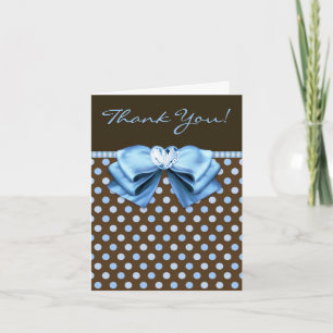 Brown Blue Baby Boy Shower Thank You Cards