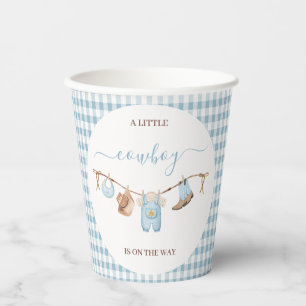 Brown Blue Cothesline Cowboy Baby Shower  Paper Cups