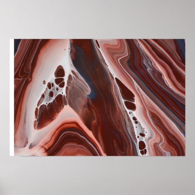 Brown Blue Fluid art Stone Geode Agate Painting Poster (Front)