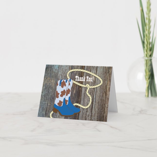 Brown Blue Grange Wood Cowboy Merci Cartes (Devant)
