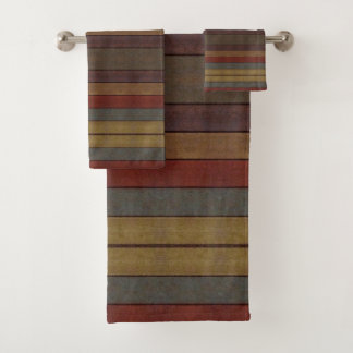Brown Blue Grey Gold Bath Towel Set