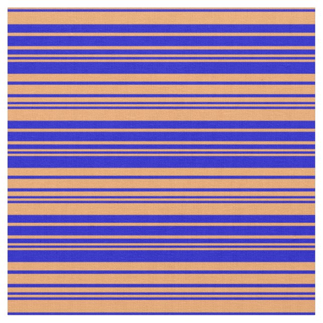 Brown & Blue Lines/Stripes Pattern Fabric (Close Up)