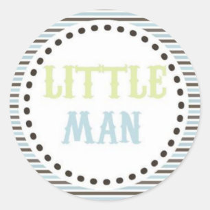 Brown & Blue Little Man Baby Shower Sticker