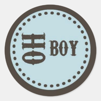 Brown & Blue Oh Boy Baby Shower Sticker