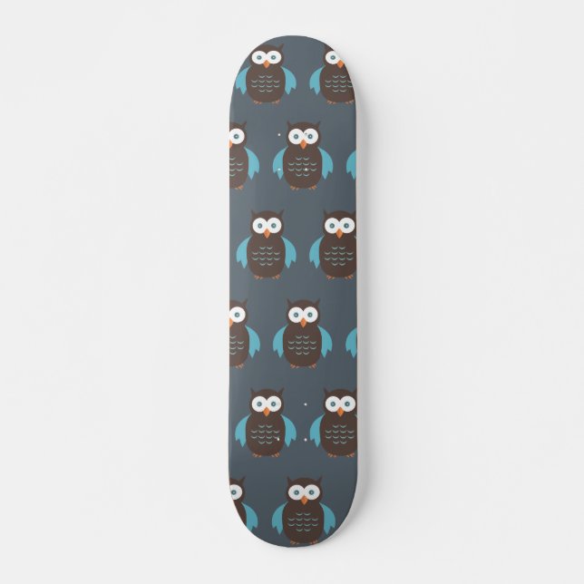 Brown & Blue Owl Skateboard (Front)