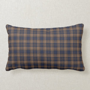 Brown Blue Tartan Plaid Rustic Pattern Lumbar Pillow