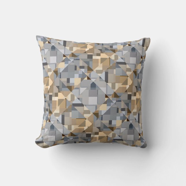Brown/Blue Trendy Pattern Throw Pillow (Front)