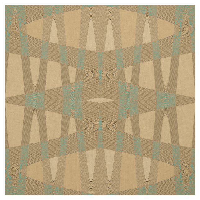 Brown Blue Wave Diamond Print Fabric Pattern (Swatch)
