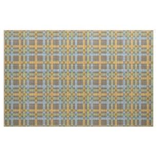 Brown Blue Yellow Green Tartan Squares Pattern Fabric