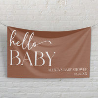 Brown Boho Bohemian Hello Baby Baby Shower