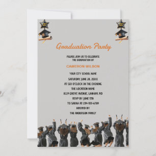 Brown Boho Bohemian Minimal Graduation Party  Invitation