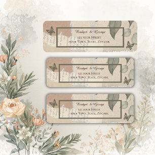 brown boho chic vintage greenery wedding address
