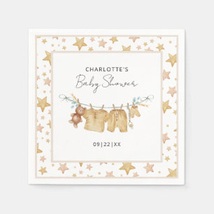 Brown Boho Clothesline Baby Shower Napkins