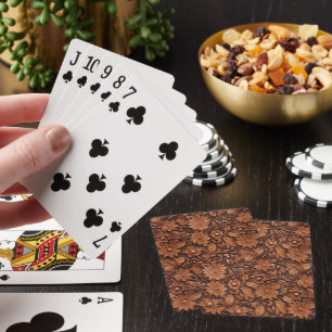 Brown Boho Floral Playing Cards