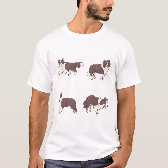 Brown Border collie pack T-Shirt (Front)