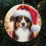 Brown Border Collie Santa Hat Christmas Ceramic Ornament<br><div class="desc">Celebrate the season with our charming Brown Border Collie Santa Hat Christmas Ceramic Ornament, showcasing an adorable portrayal of your beloved canine companion adorned in a festive Santa hat. This unique ornament adds a touch of whimsy and warmth to your Christmas tree, capturing the spirited essence of the Border Collie...</div>