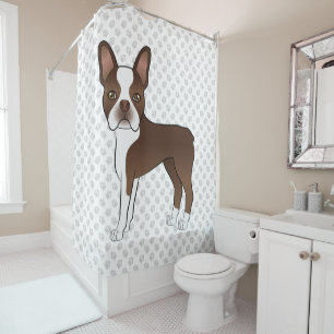 Brown Boston Terrier Cute Cartoon Dog & Paws