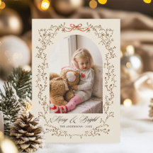 Brown Botanical Bow Merry & Bright Photo