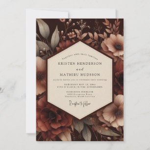 Brown Botanical Moody Wedding Invitation