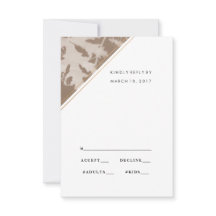 Brown botanical wedding rsvp card, reply card