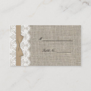 Brown Bow and Lace Reception Place Card