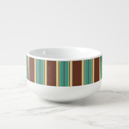 Brown Bowl with Turquoise, Beige & Black Accents
