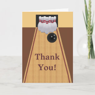 Brown Bowling Birthday Thank You Card
