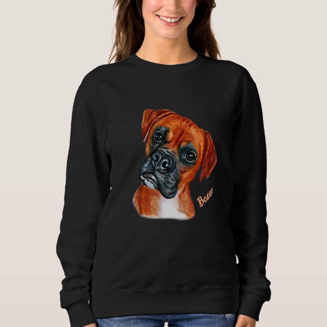 Brown Boxer Dog Portrait Sweatshirt (Front)