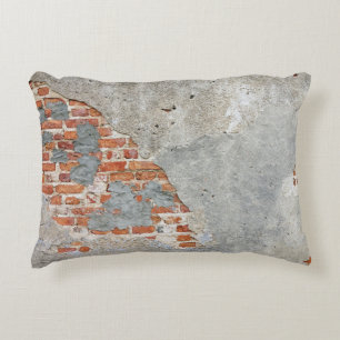 Brown brick wall accent pillow
