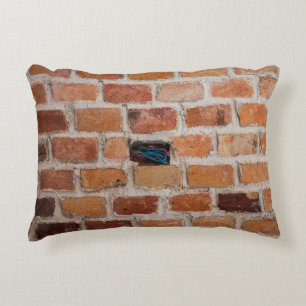 Brown brick wall accent pillow