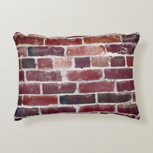 Brown brick wall accent pillow