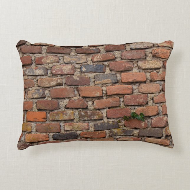 Brown brick wall accent pillow (Front)