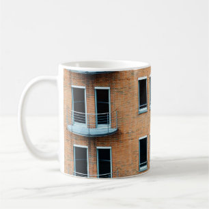 Brown brick wall building coffee mug