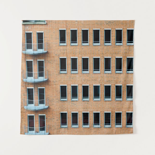 Brown brick wall building tapestry (Front)