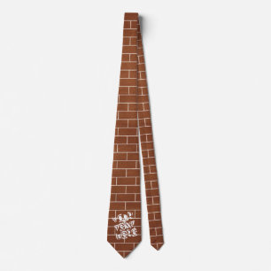 Brown Brick Wall Neck Tie - Custom Text