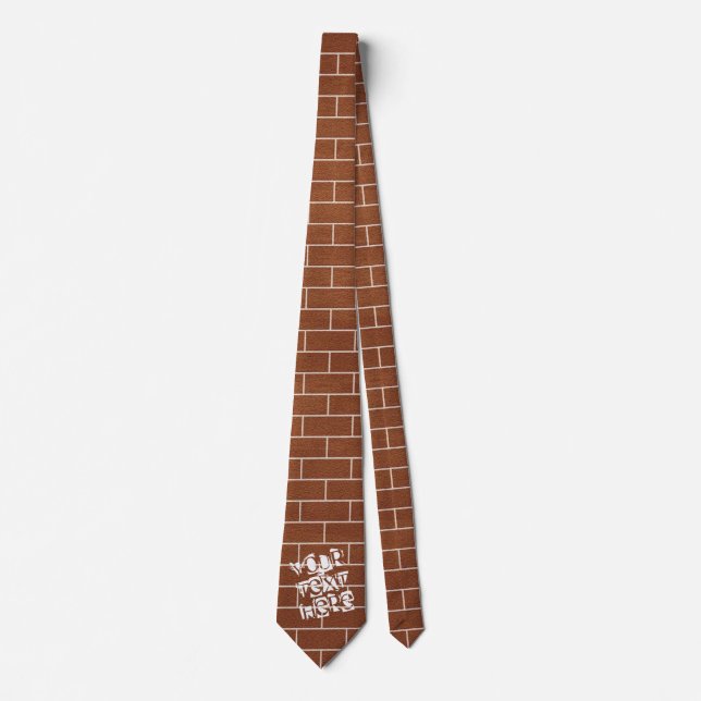 Brown Brick Wall Neck Tie - Custom Text (Front)