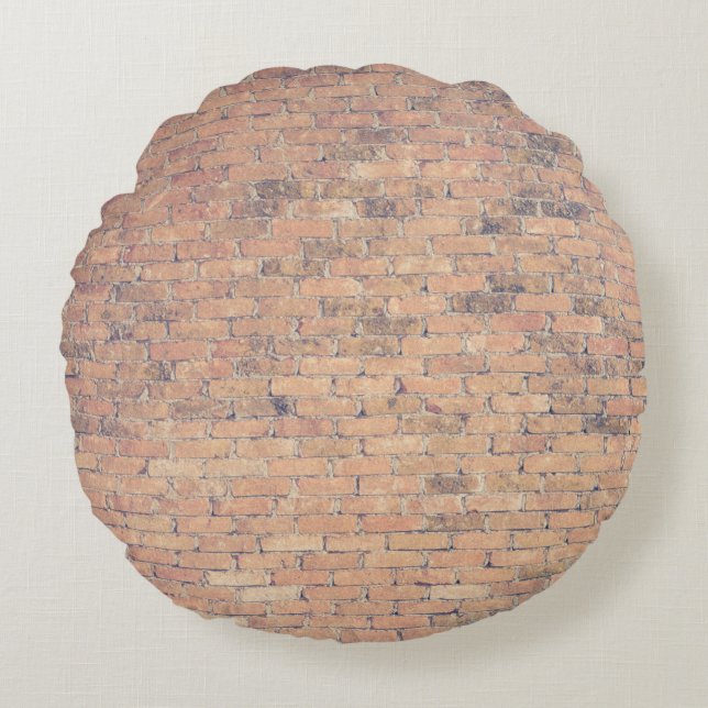 Brown brick wall photography round pillow (Front)