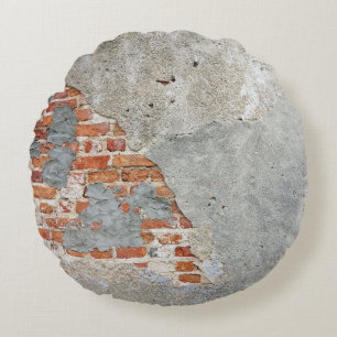 Brown brick wall round pillow