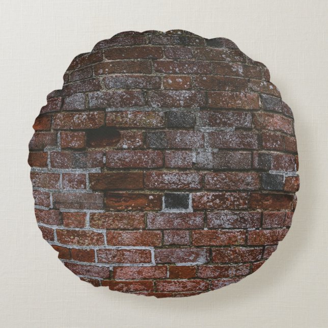 Brown brick wall round pillow (Front)