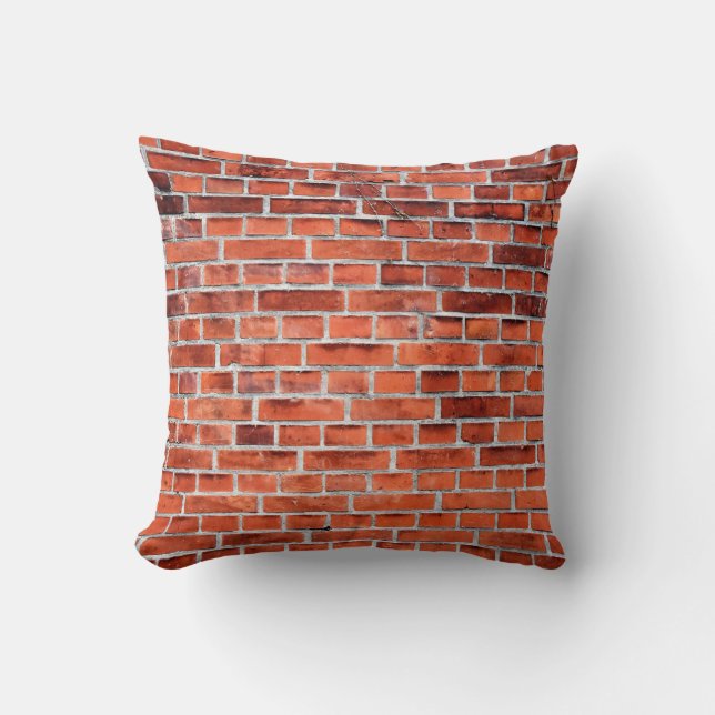 Brown brick wall throw pillow (Front)
