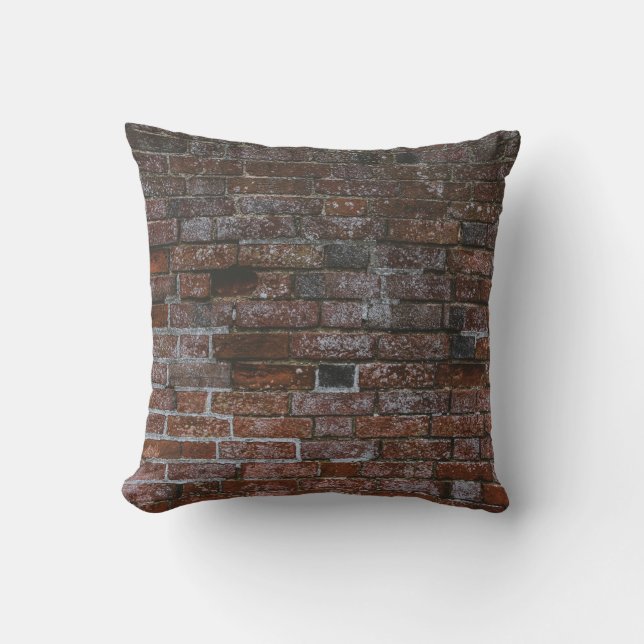 Brown brick wall throw pillow (Front)