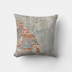 Brown brick wall throw pillow