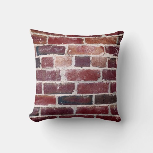 Brown brick wall throw pillow (Front)