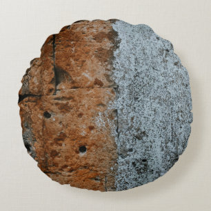 Brown bricked wall round pillow