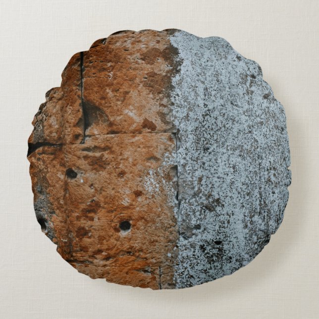 Brown bricked wall round pillow (Front)