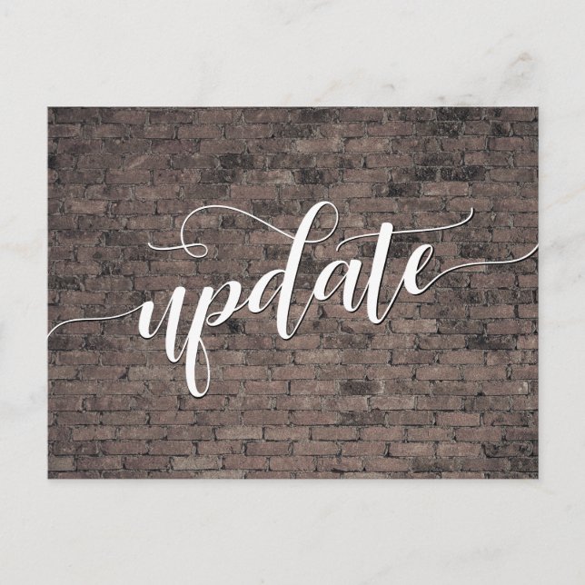 Brown Bricks Postponed Wedding Update Notice Postcard (Front)