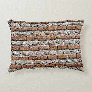 Brown bricks wall accent pillow