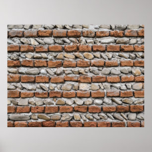 Brown bricks wall poster