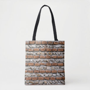 Brown bricks wall tote bag