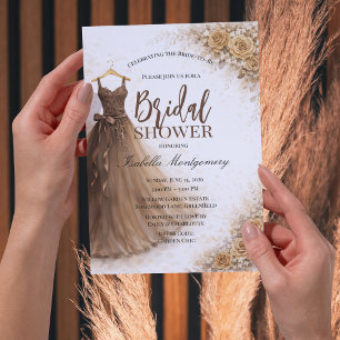 Brown Bridesmaid Dress Bridal Shower Invitation